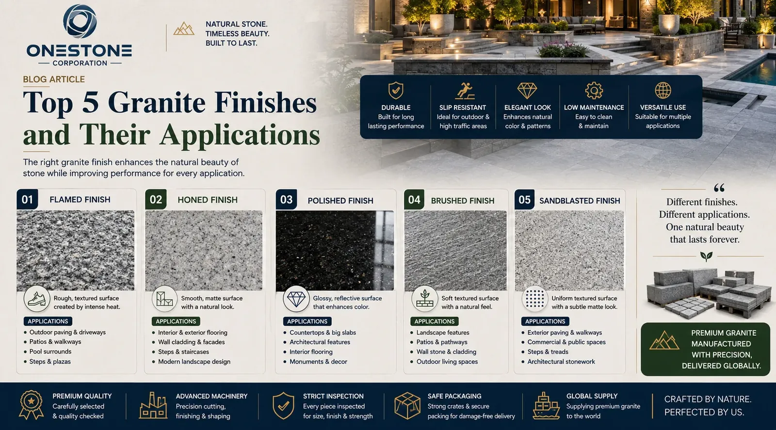Top 5 Granite Finishes and Their Applications